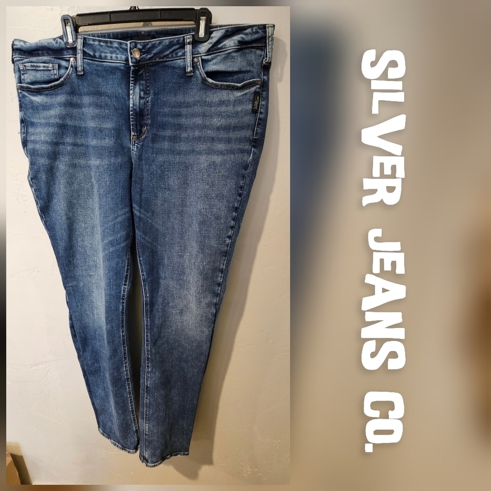 Silver Jeans Co. Women's 20 Plus Size Avery Slim Boot Cut Denim Medium Wash